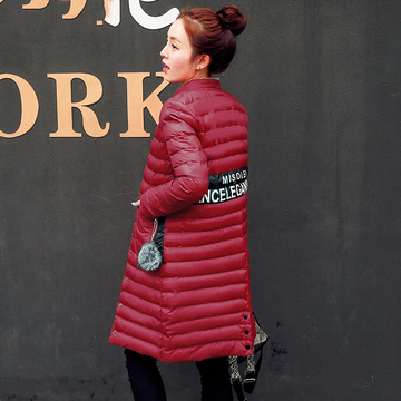 2015冬装新款韩版宽松显瘦立领小棉袄简洁中长款棉衣女潮
