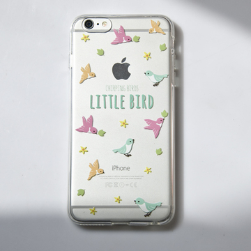 苹果iPhone6s plus 可爱绘画彩色小鸟手机保护壳套tpu透明软5s韩