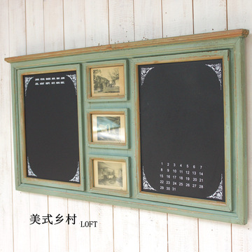 咖啡店厅家用壁挂带相框日历小黑板装饰广告大留言板挂式实木复古