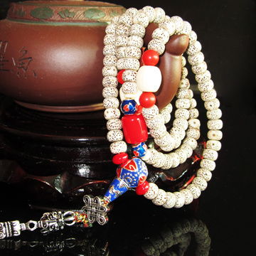 海南星月菩提原创108颗佛珠男女手串项链 高密干磨顺白正月文玩
