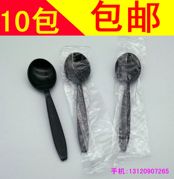 一次性勺子 独立包装刨冰勺加厚黑色塑料勺 圆头勺白色汤勺甜品勺