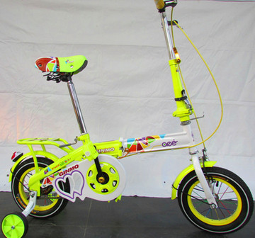 全新正品金米其12寸折叠童车带辅助轮 男女小孩折叠自行车