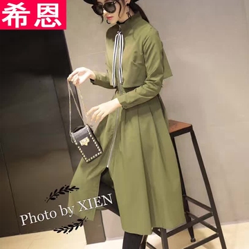 XIEN2016秋装新款韩版修身显瘦风衣女时尚百搭中长款英伦春秋外套
