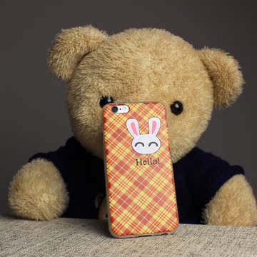日韩情侣款iphone6手机壳6splus硅胶保护套防摔可爱布朗熊可妮兔