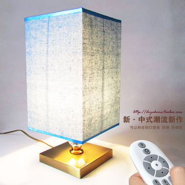 现代中式温馨时尚水晶床头灯古铜台灯卧室可调光智能感应触摸遥控