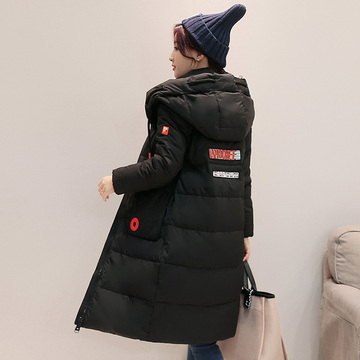 2016冬季新款韩版时尚女装加厚连帽直筒中长款羽绒服羽绒棉服潮