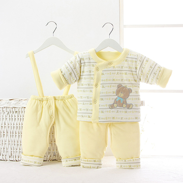 新生婴儿纯棉衣服三件套装 婴儿外出服棉服秋冬宝宝加厚保暖套装