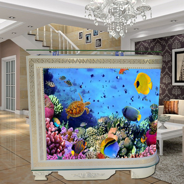 欧式子弹头鱼缸水族箱1.2米大型屏风吧台玻璃金鱼缸生态免换水