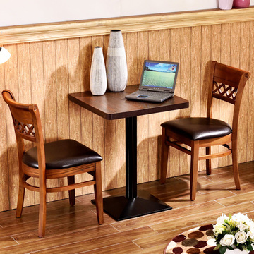 简约复古酒吧奶茶甜品店饭店茶西餐厅咖啡厅实木桌椅组合家具吧椅