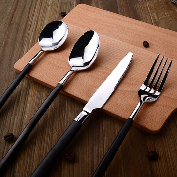 黑色手柄牛排刀叉 套装 西餐餐具刀叉勺三件套 高档刀叉 西餐刀叉