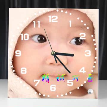 包邮儿童相片制作钟表时钟照片摆台玻璃个性定制dii水晶面品牌