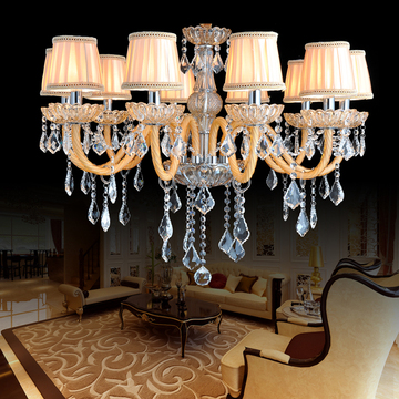 欧式金色水晶吊灯奢华客厅蜡烛k9水晶吊灯卧室餐厅酒店工程水晶灯