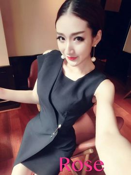 2016韩版新款名媛气质无袖不规则下摆西服连衣裙（送胸针）
