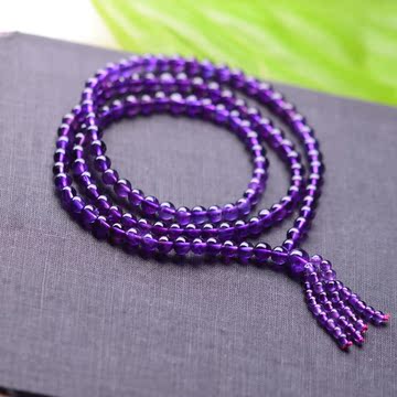 正品天然乌拉圭紫水晶多圈手链女款 念珠款多层手串 时尚水晶首饰
