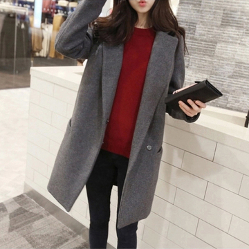 YOYLAP2015秋冬装新品 韩版毛呢外套女装中长款显瘦茧型呢子大衣