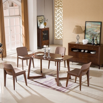 北欧餐桌椅组合实木日式小户型客厅创意饭桌简约6人长方形宜家具