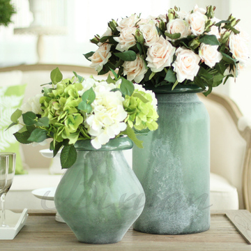 美式磨砂玻璃花瓶家居装饰品创意工艺品摆件花器台面 整体花艺