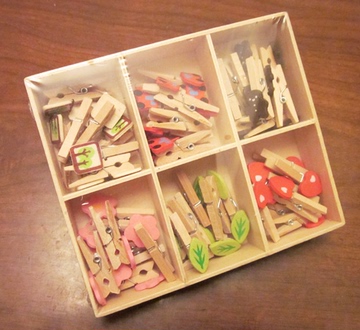 DIY相册 可爱小夹子 原木制小夹子盒装 6格夹48个