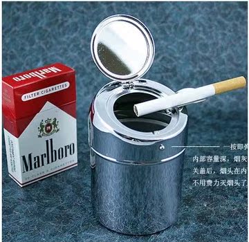 全国包邮不锈钢汽车烟灰缸优质自动金属烟灰缸烟缸便携带盖烟灰缸