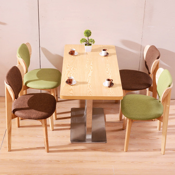 简约肯德基小吃甜品奶茶店茶西餐厅咖啡馆餐桌桌椅组合实木餐饮椅