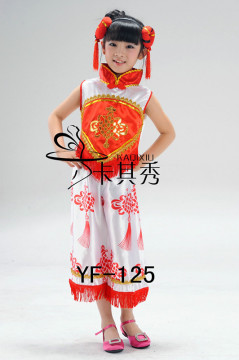 2016儿童舞蹈服装民族舞秧歌舞腰鼓舞中国结剪纸姑娘演出服表演服