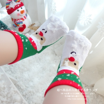 5双包邮圣诞节特别单品棉质保暖加厚毛圈袜宝宝袜