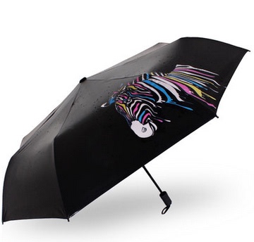 彩斑马创意三折遇水变色晴雨伞黑胶遮阳伞太阳伞防紫外线惟意家伞