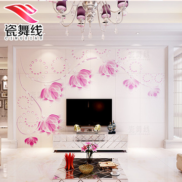 瓷舞线现代简欧客厅 电视背景墙瓷砖简约3d 雕刻欧式艺术梦幻花朵