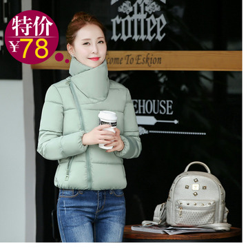 韩版新品棉衣女短款加厚高领羽绒棉服纯色大码面包服学生冬装外套