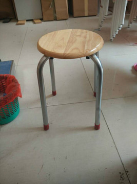 家用橡木圆凳小凳子培训桌配套凳简约凳子简易金属铁凳