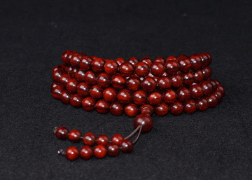 印度小叶紫檀野深林 鸡血红108颗10mm念珠 带黑线 密度高