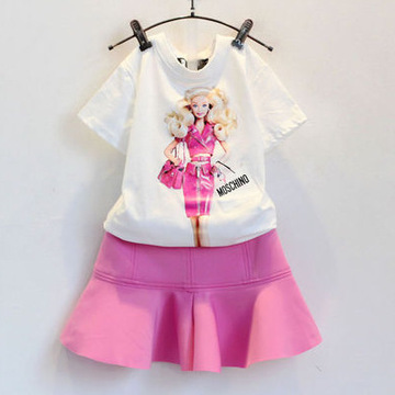 童装2016夏装新款女童宝宝运动短袖T恤裙子套装两件套
