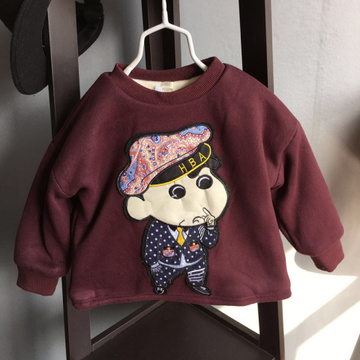 男童卫衣加绒加厚冬季韩版卡通蜡笔小新宝宝套头儿童打底衫外套潮