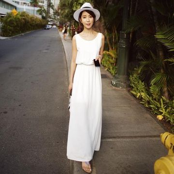 女连衣裙 白色晚礼服小礼服裙雪纺沙滩裙度假裙 比基尼外罩裙休闲