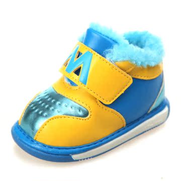 2015冬季新款男女童宝宝鞋软底防滑学步鞋加绒加厚婴儿棉鞋叫叫鞋