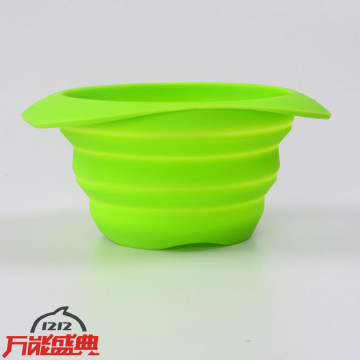 糖果色可折叠硅胶碗便携式，可食用级硅胶奶嘴材质可微波炉加热