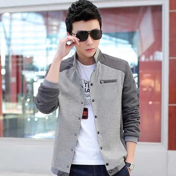 2015秋装新款男士韩版修身夹克青少年立领薄款外套学生休闲上衣潮