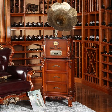 古董座钟摆件 仿古留声机 实木家具摆件 欧式家居饰品 复古唱片机