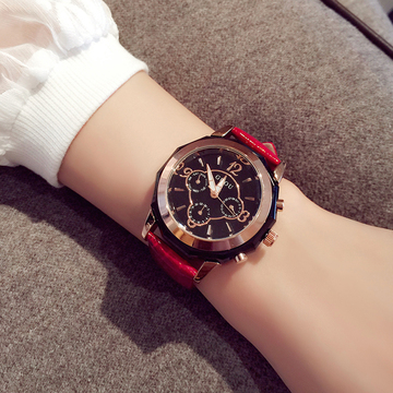 正品韩国时尚女士手表时装真皮带石英表潮流新款女生陶瓷腕表防水