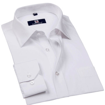 苹果秋季新款男士白色长袖衬衫商务正装修身免烫职业工作纯色衬衣
