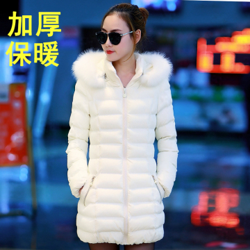 2015冬装新款女士羽绒棉服修身中长款毛领小棉袄加厚修身棉衣外套