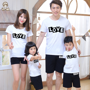 2016夏季亲子装母女母子全家装家庭装大码休闲短袖T恤love韩国潮