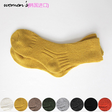 满68包邮韩国进口 YOGO羊毛混纺时尚起义款女士袜子加厚保暖针织