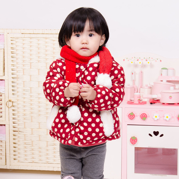 2015过年衣服冬装加厚棉袄外套冬季婴儿童装0-1-2-3岁女童棉衣红