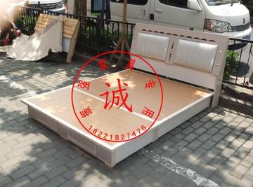 浅色贴皮双人床单人床板式箱子床架硬板底座1.5米简约现代上海