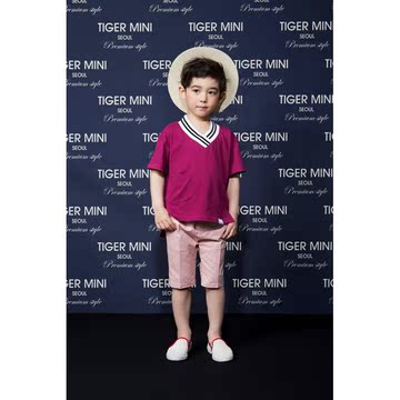 现货入韩国代购童装2016Tiger mini夏款男童儿童印花五分牛仔裤