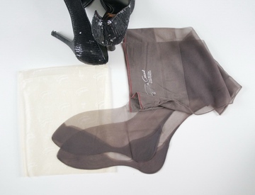 欧美无弹力中缝后竖线背线超透明玻璃丝袜吊带袜 平纹 灰色8.5-9