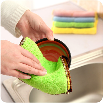 洗碗擦地板超细竹纤维双面百洁布吸水不沾油洗碗巾抹布厨房清洁巾