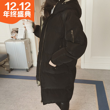 2015冬装韩系新款连帽中长款加厚明星同款大码茧型保暖棉衣外套