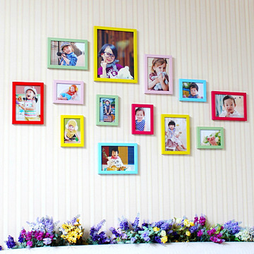 欧式13框儿童房彩色照片墙相框墙挂墙照片墙创意组合客厅卧室婚纱